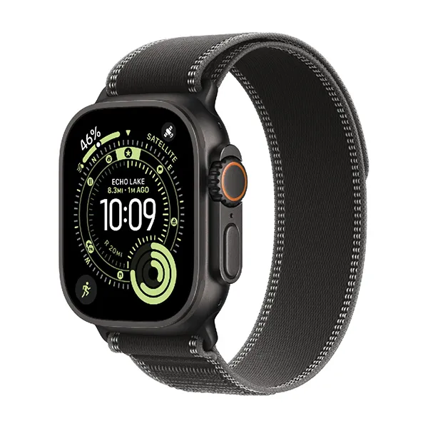 Apple Watch Series Ultra 3 49mm Black Titanium Case with Black/Charcoal Trail Loop M/L
