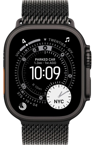 Apple Watch Series Ultra 3 49mm Black Titanium Case with Black Titanium Milanese Loop M